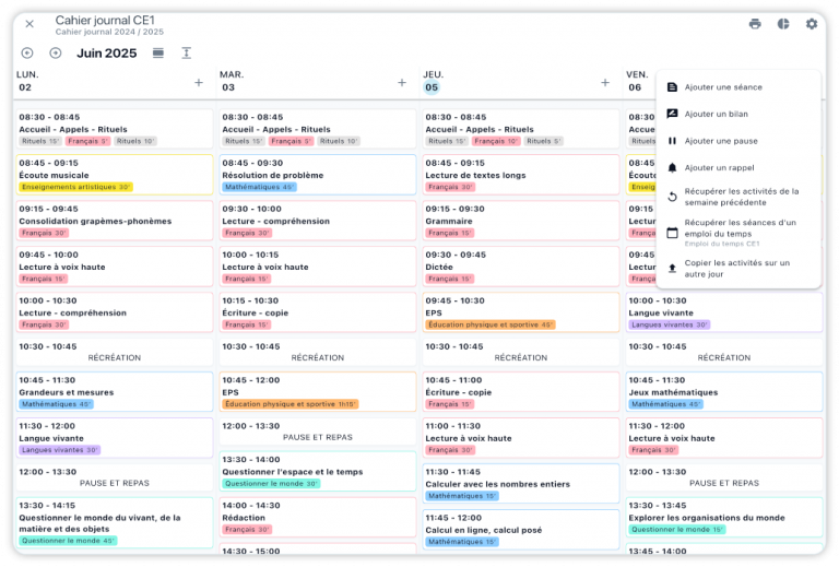 Cahier journal enseignant - Scolnet