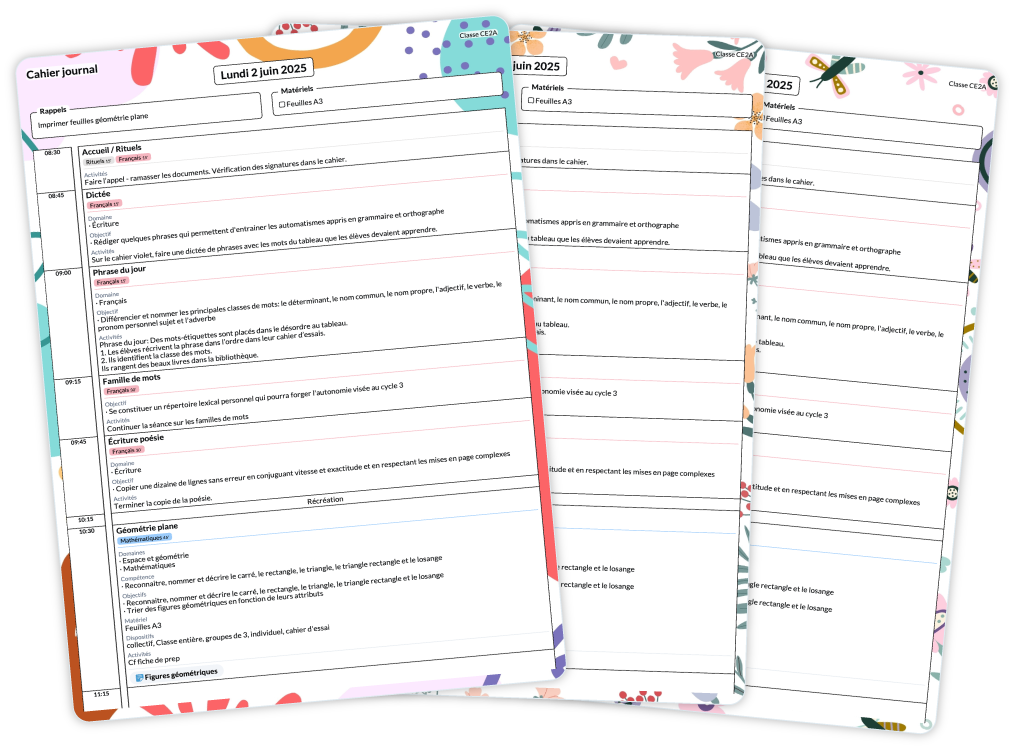 Cahier journal enseignant