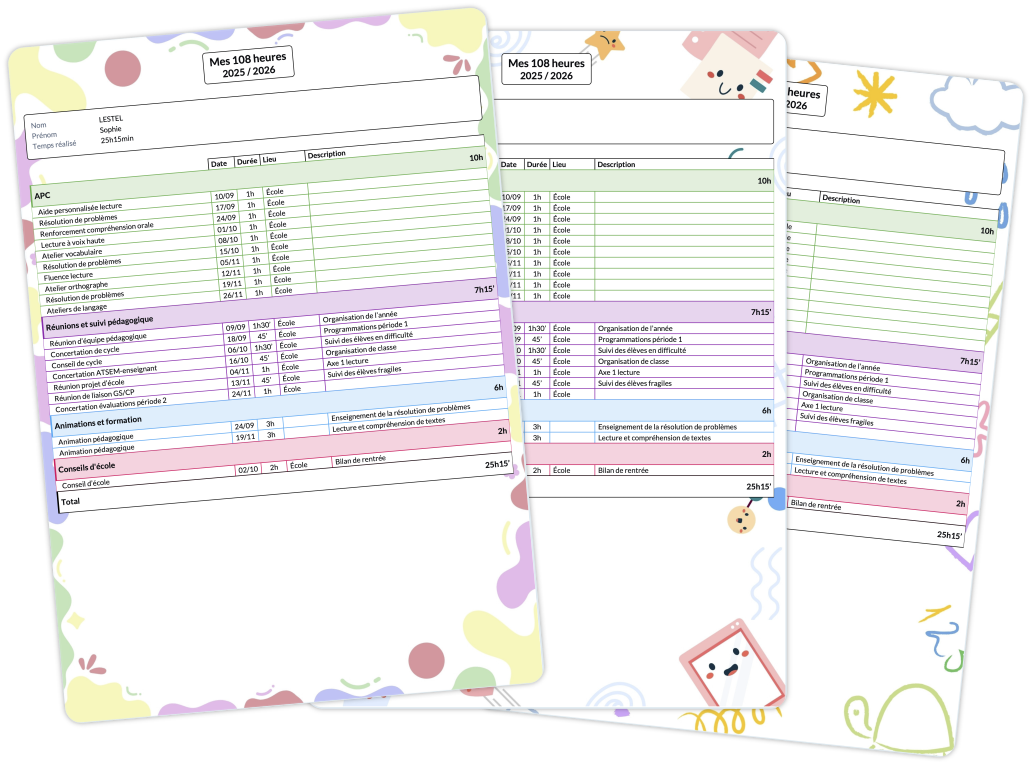 Impression suivi mes 108 heures