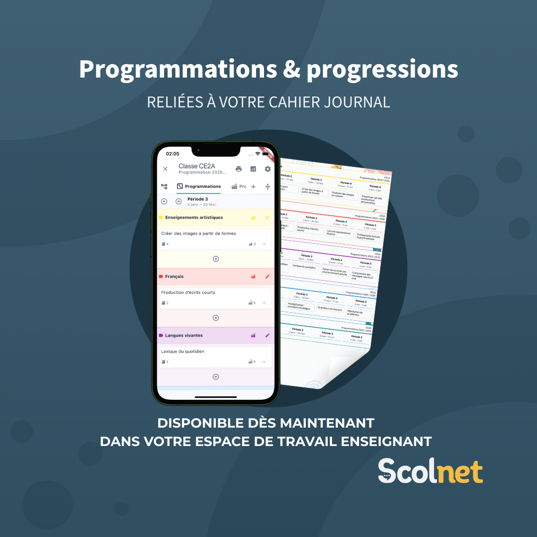 Programmations et progressions reliées à votre cahier journal